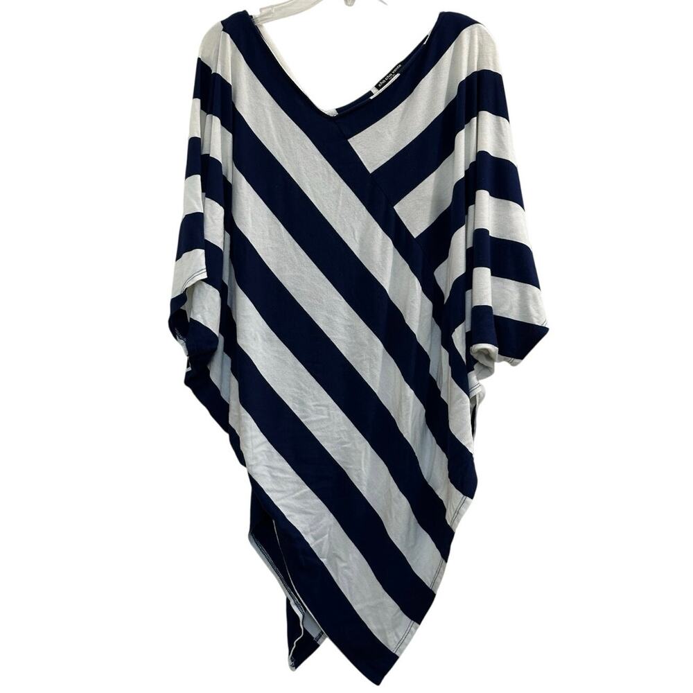 Cha Cha Vente Striped Loose Nautical Poncho Blouse Large L Bold Stripes Coverup!